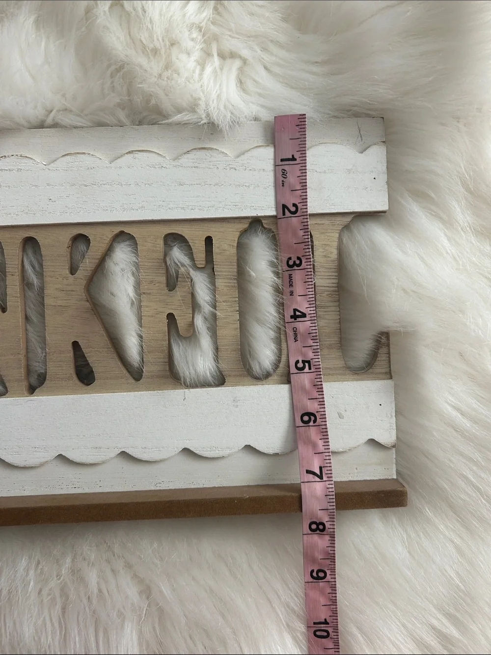 Thankful Wooden Decorative Sign in White and Natural Wood